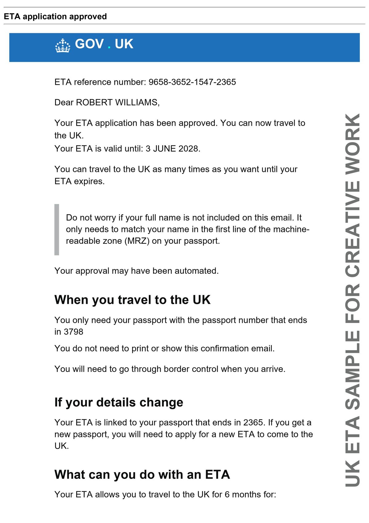 UK Creative Work ETA