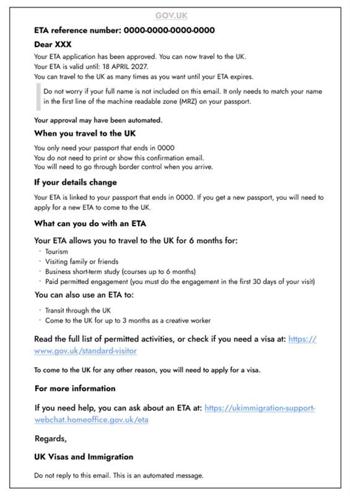 UK eTA sample