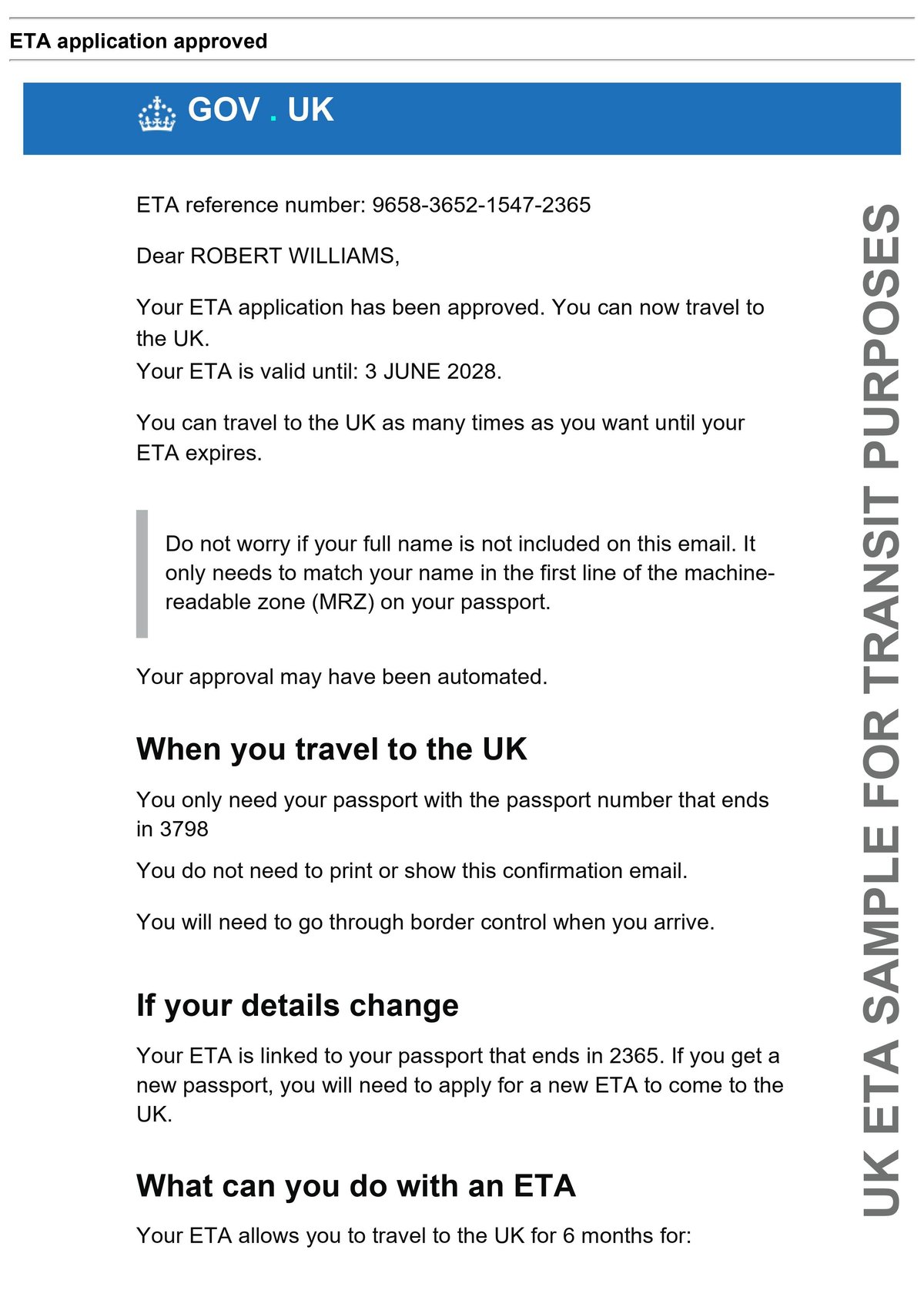 UK Transit ETA
