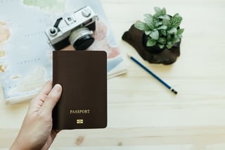 Hand holding passport