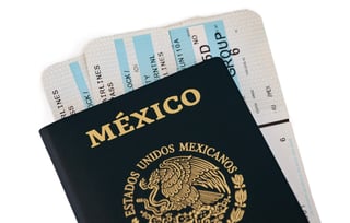 Mexican passport with airline boarding passes