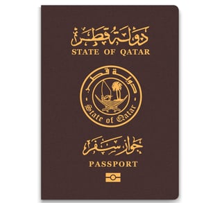 Qatar passport cover with golden emblem