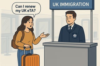 Woman asking about UK eTA renewal Woman asking about UK eTA renewal
