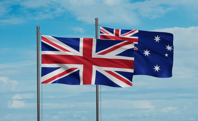Australia And Uk Flag Together
