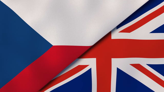 Czech and UK flags overlapping