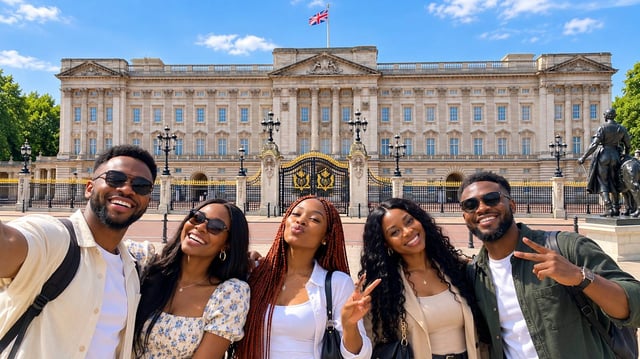 Friends Clicking Picture At Buckingham Palace