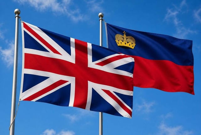 Liechtenstein And Uk Flag