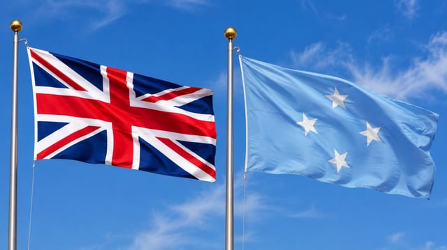 Micronesia And Uk Flag