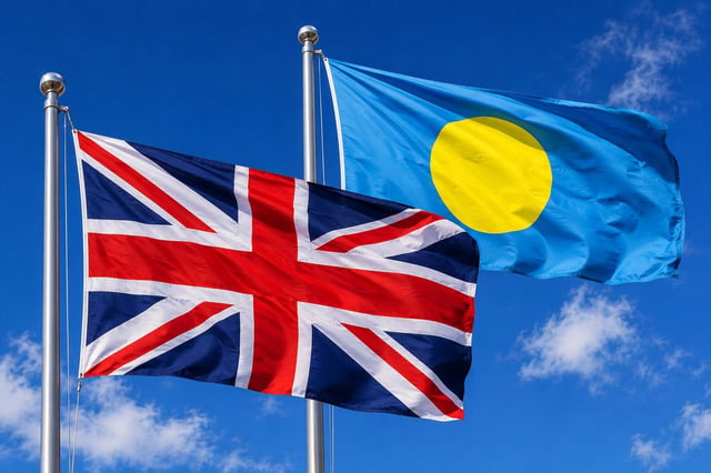 Palau And Uk Flag