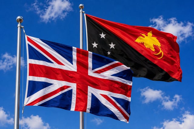 Papua New Guinea And Uk Flag