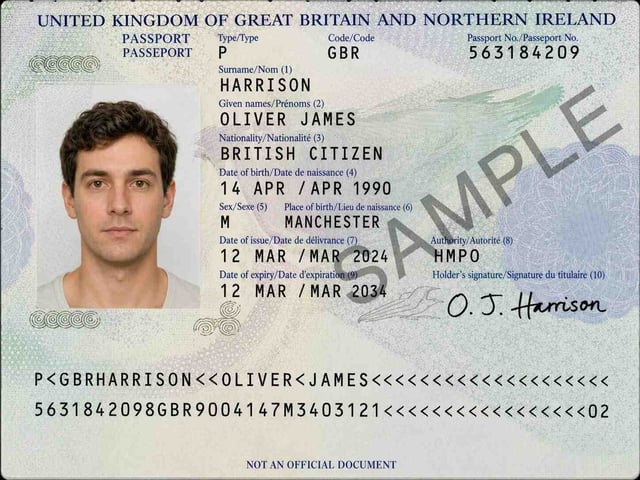 Sample Of A Passport Bio Page