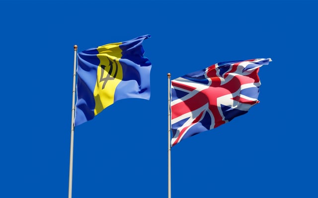 UK and Barbados Flag Together