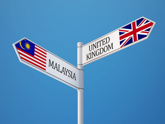 Uk And Malaysia Flag Posts