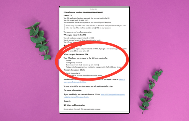 UK ETA approval letter screenshot