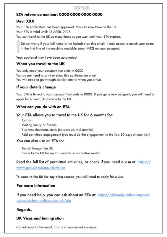UK eTA sample 