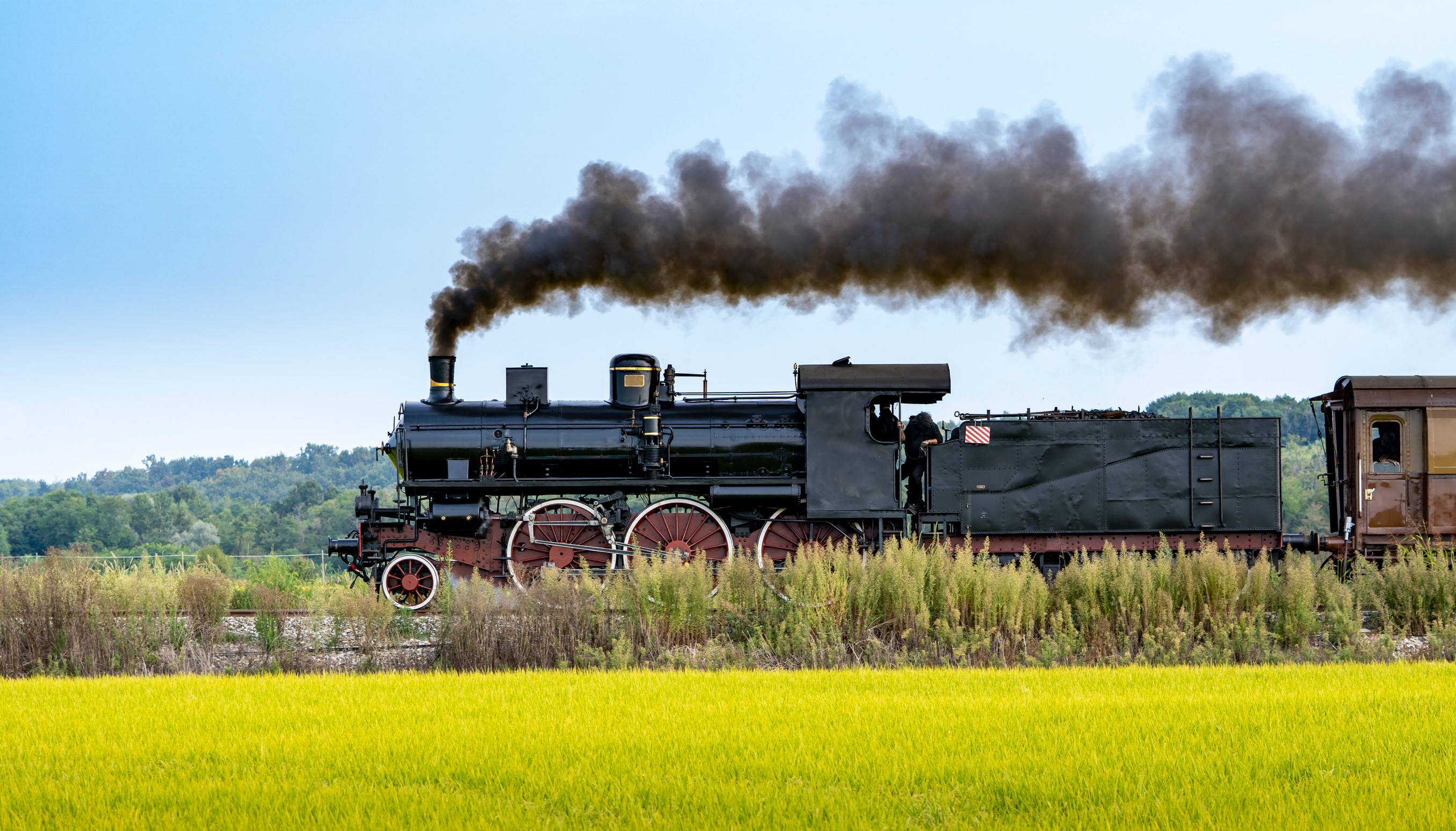 Steam Locomotive Train Emitting Black Smoke