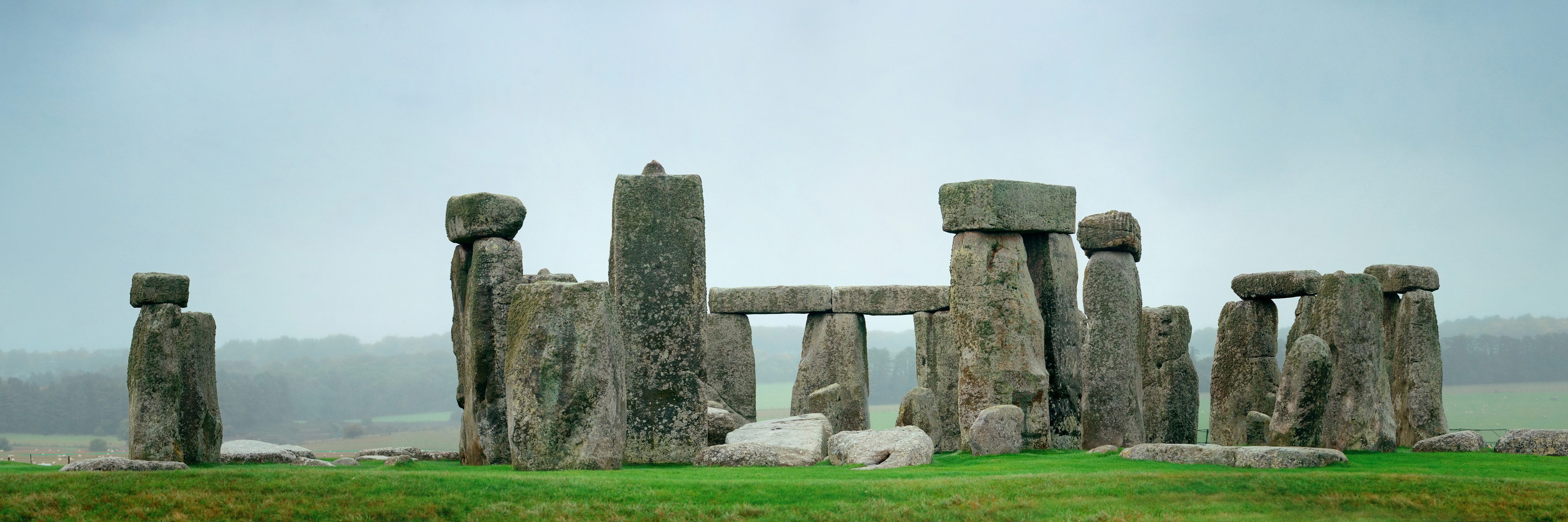 Stonehenge Panorama In Misty Weather