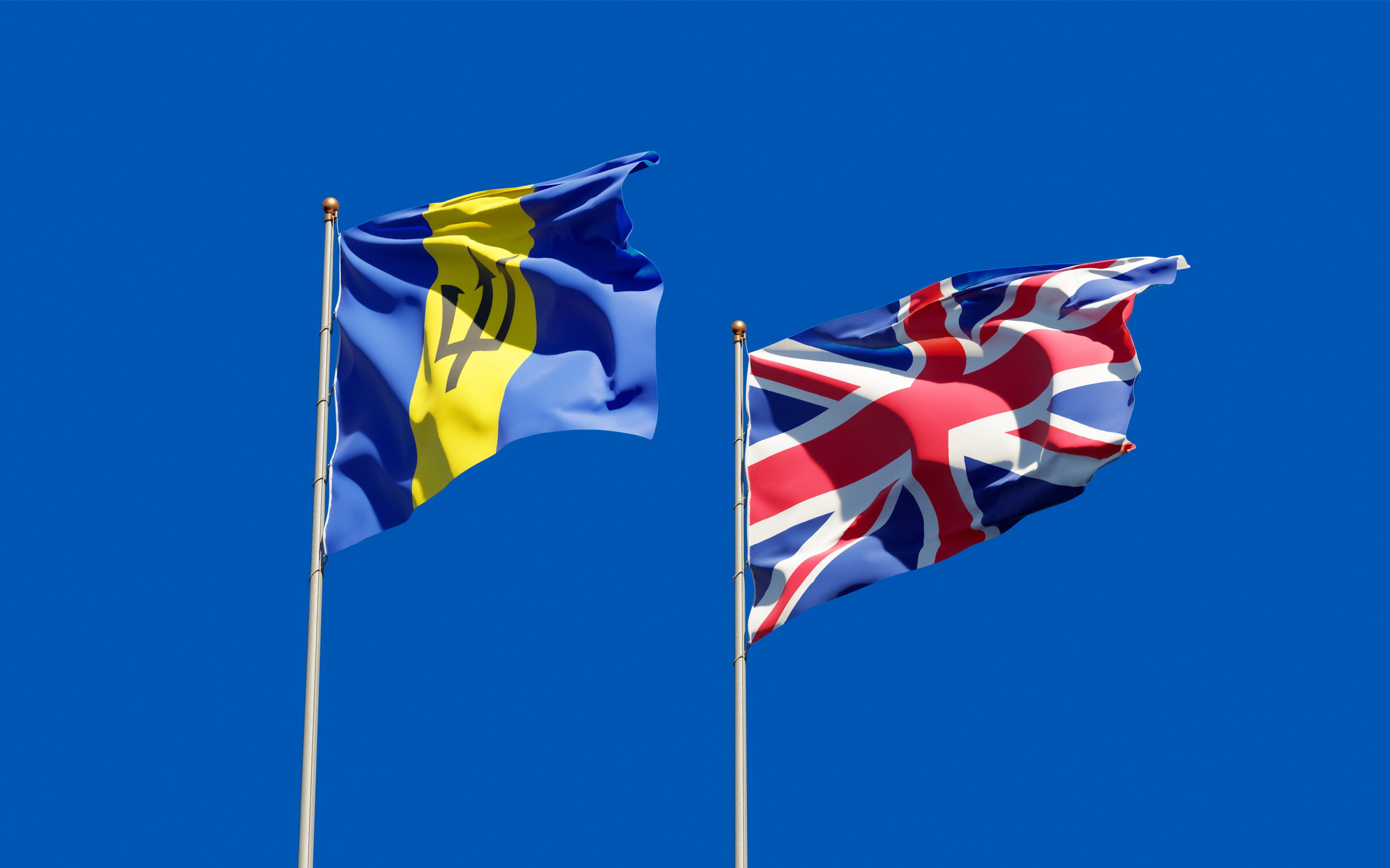 UK and Barbados Flag Together