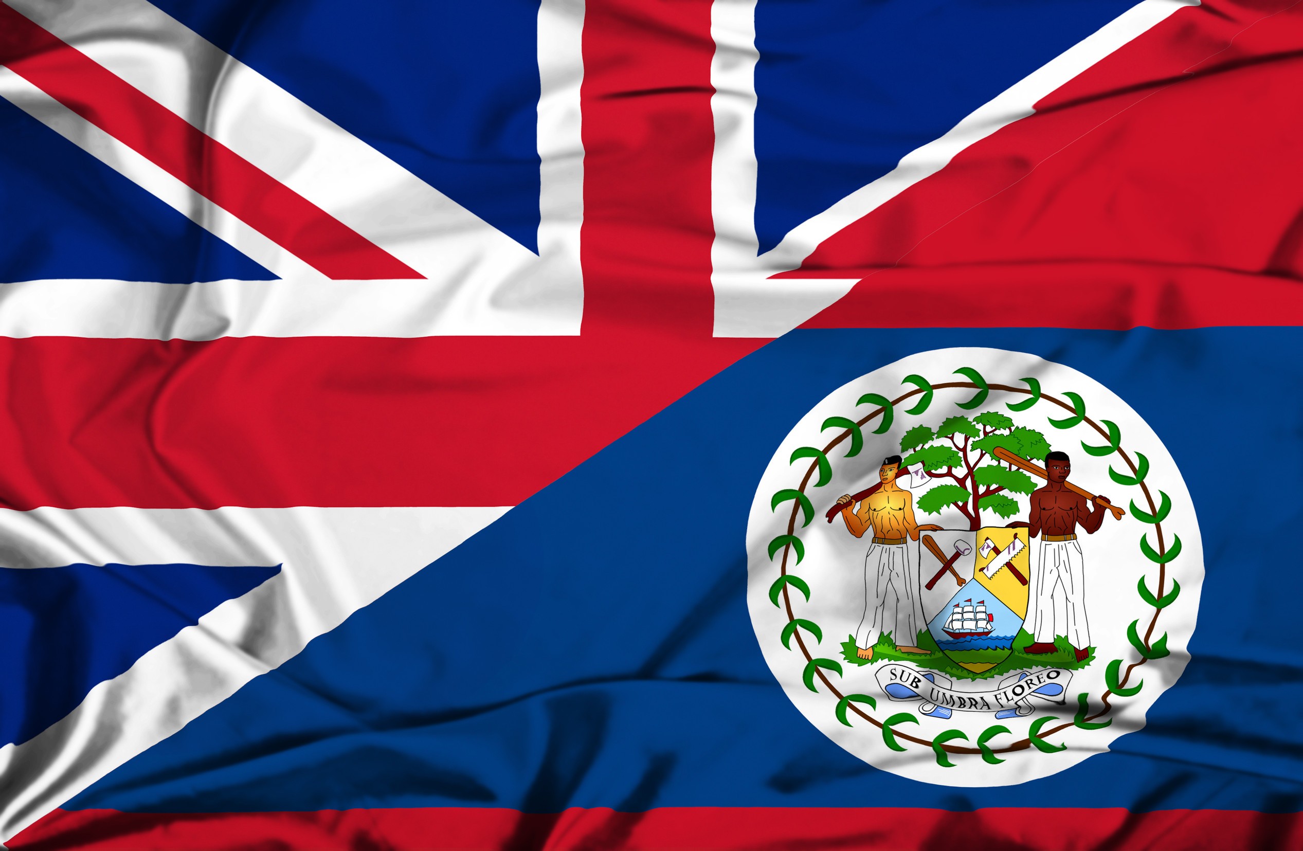 UK and Belize flags combined
