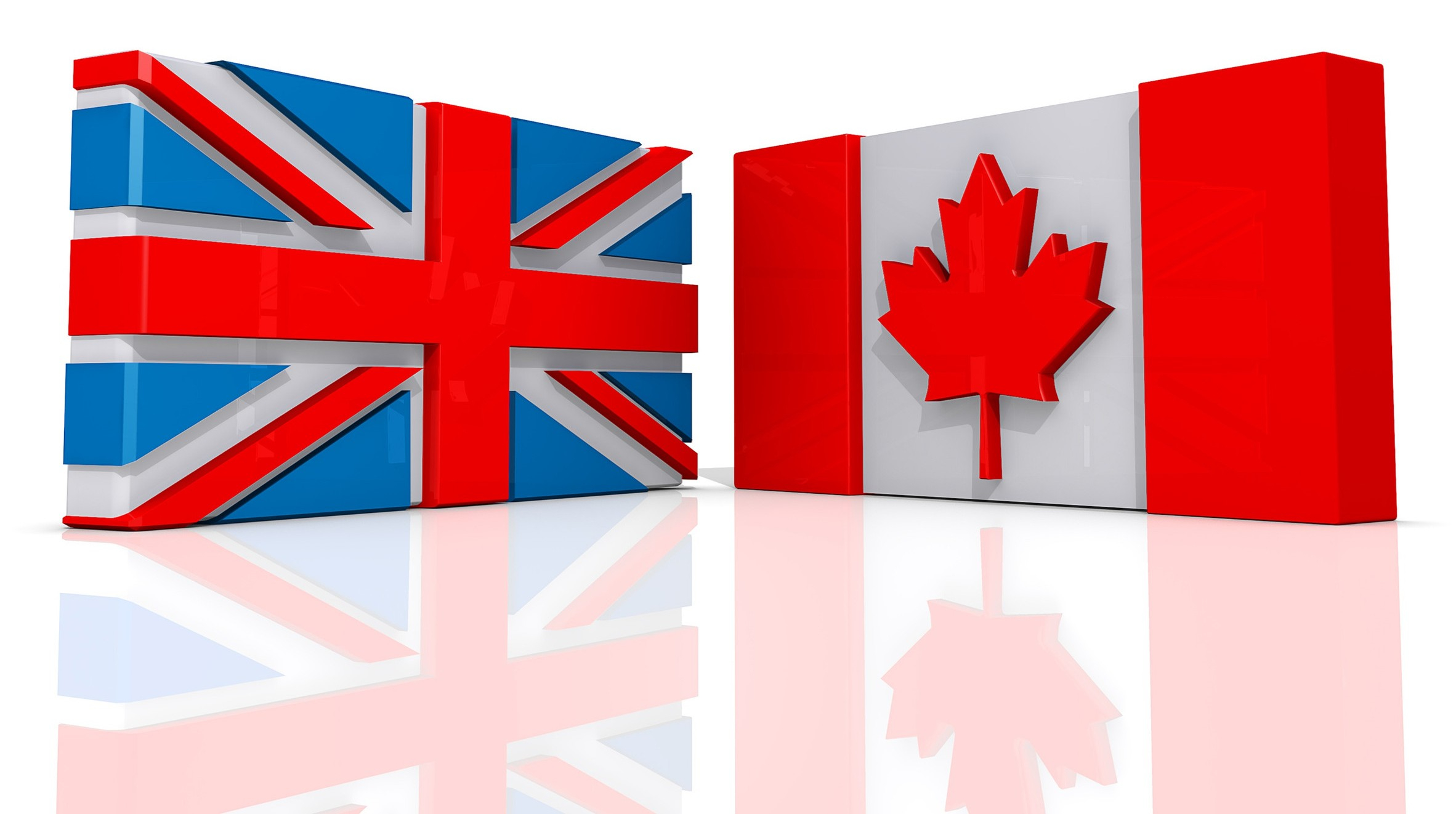 UK and Canada flags facing each other