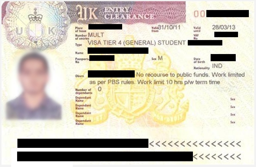 SAMPLE UK STUDENT VISA